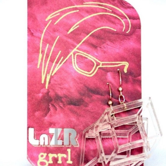 Transparent Prism Earrings - Trigonal Lucite - Picture 3 of 7